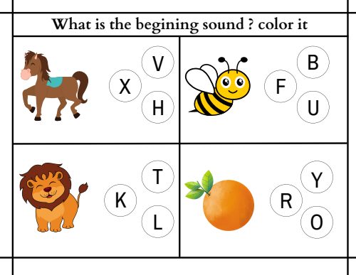 Beginning Sounds — Worksheet 1, page 3