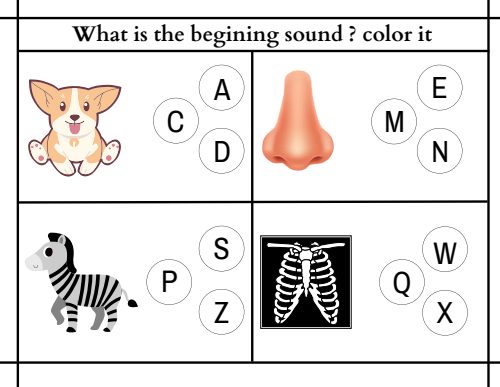 Beginning Sounds — Worksheet 1, page 6