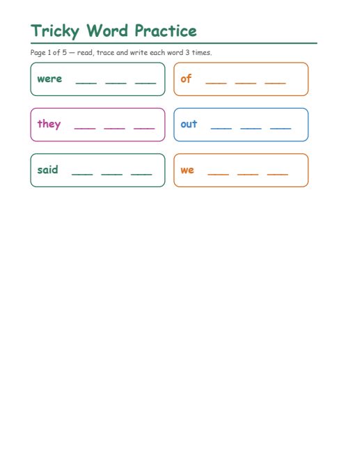 Tricky Word Practice