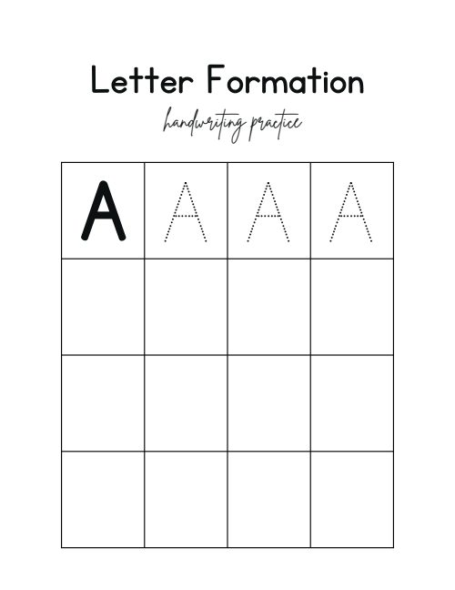 Letter Formation Handwriting Practice, page 2