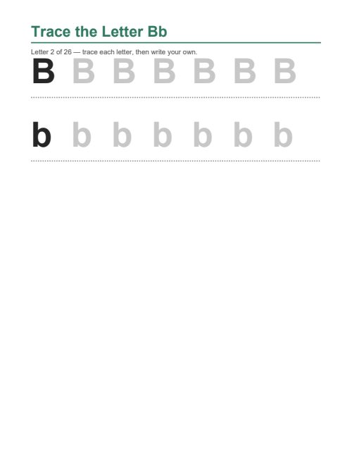 Letter Tracing (A–Z), page 2