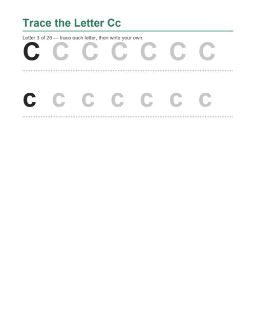 Letter Tracing (A–Z), page 3