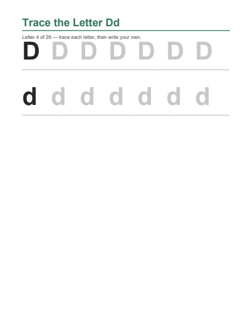 Letter Tracing (A–Z), page 4