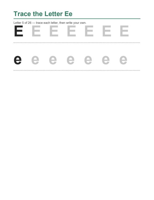 Letter Tracing (A–Z), page 5