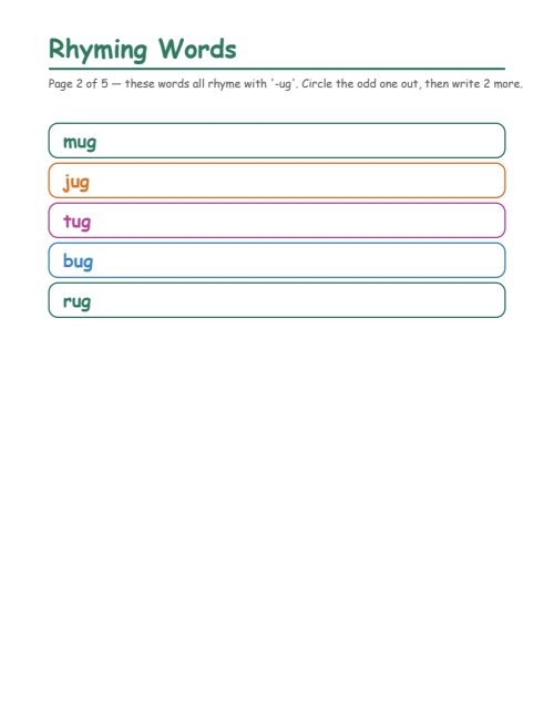 Rhyming Words, page 2