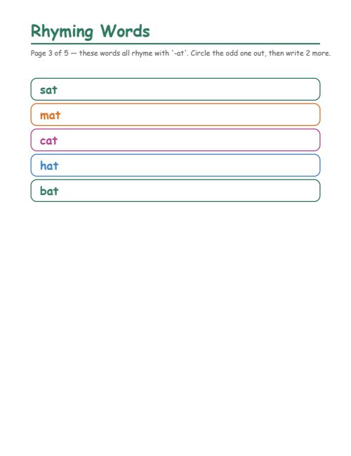 Rhyming Words, page 3