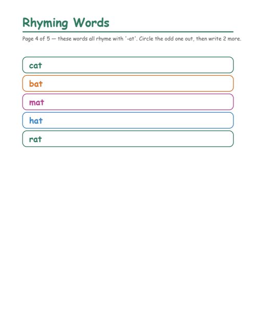 Rhyming Words, page 4