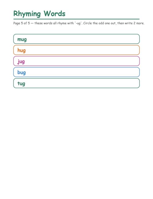 Rhyming Words, page 5