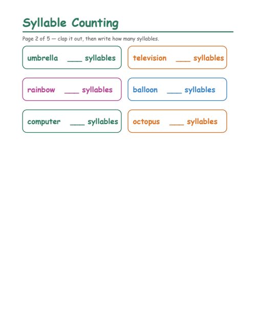 Syllable Counting, page 2
