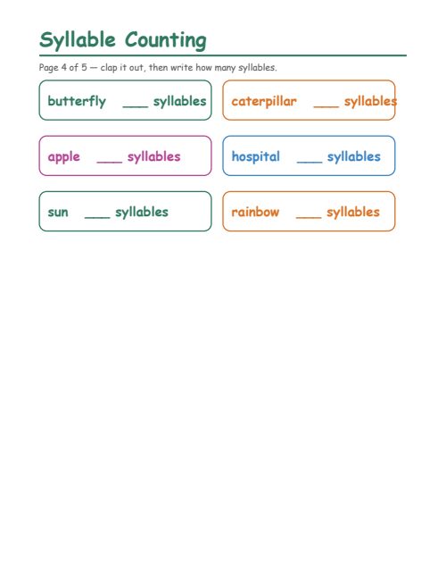 Syllable Counting, page 4