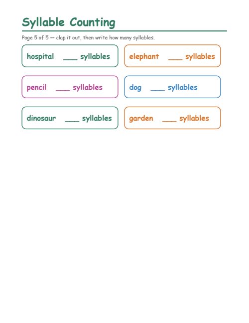 Syllable Counting, page 5