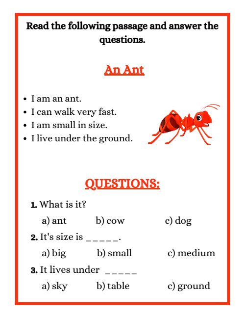 Reading Worksheets — Worksheet 1, page 5