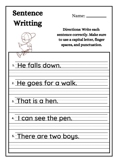 Sentences — Worksheet 1, page 5