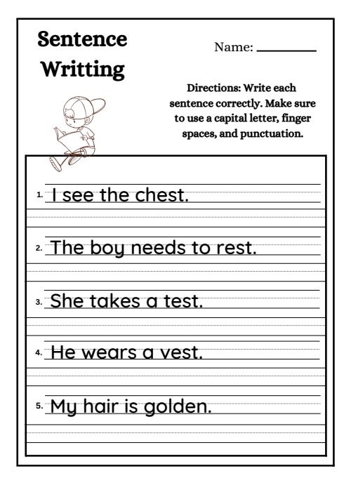Sentences — Worksheet 1, page 6