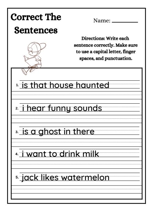 Sentences — Worksheet 2, page 4