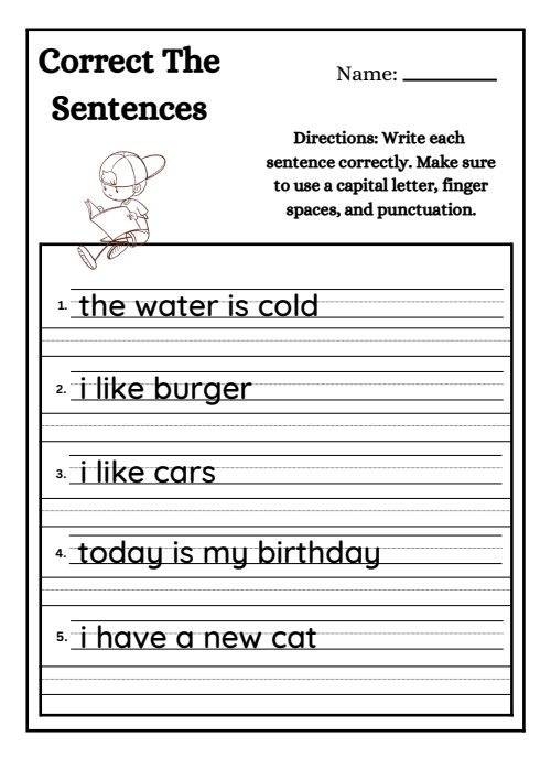 Sentences — Worksheet 2, page 5
