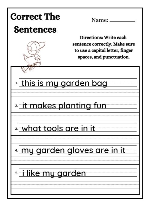 Sentences — Worksheet 2, page 6