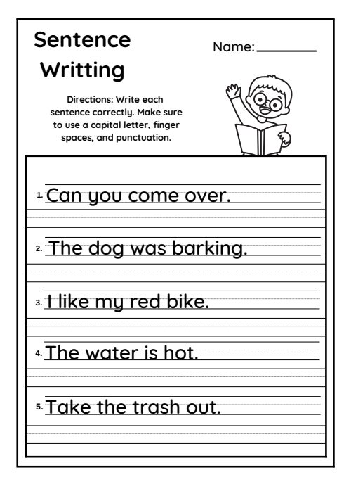 Sentences — Worksheet 3, page 2