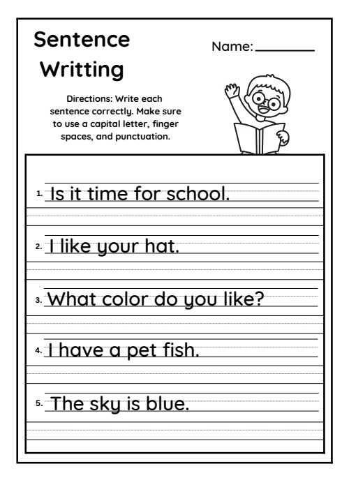 Sentences — Worksheet 3, page 4