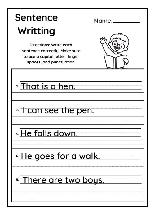 Sentences — Worksheet 3, page 5