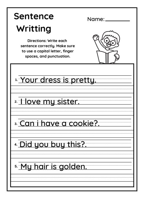 Sentences — Worksheet 3, page 6
