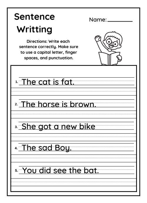 Sentences — Worksheet 3