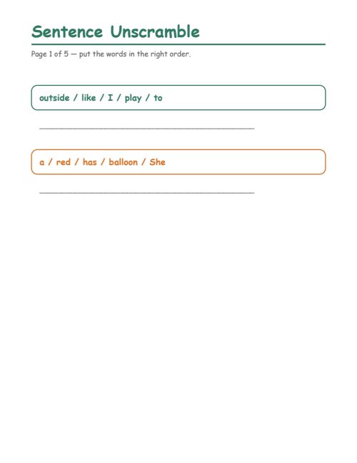 Sentence Unscramble