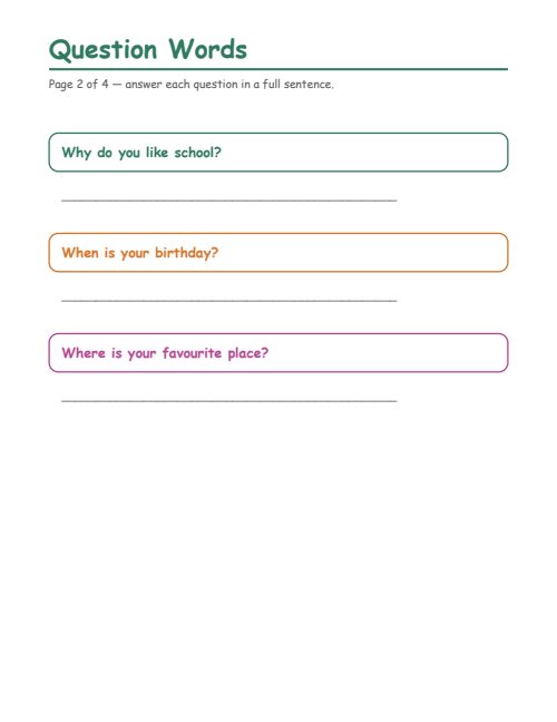 Question Words, page 2