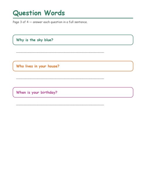 Question Words, page 3