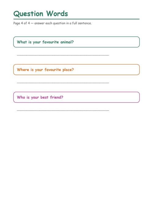 Question Words, page 4