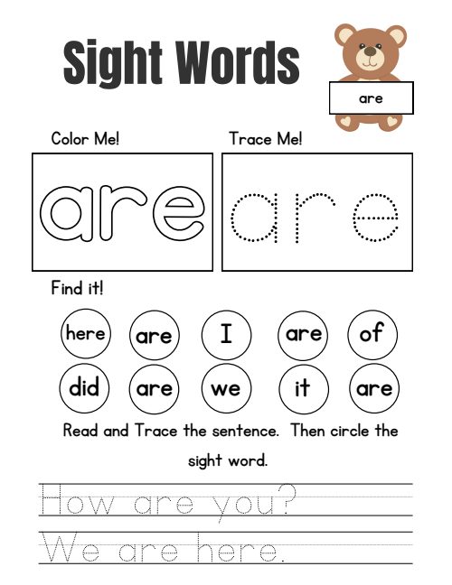 Tracing — Worksheet 15