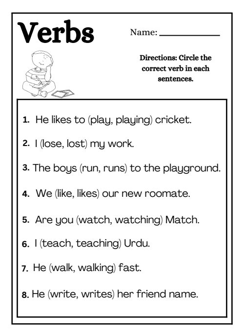 Verbs — Worksheet 1, page 4