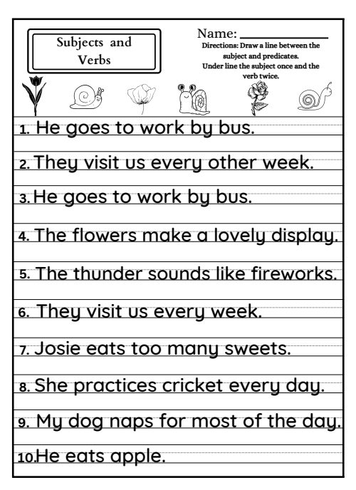 Verbs — Worksheet 2, page 5