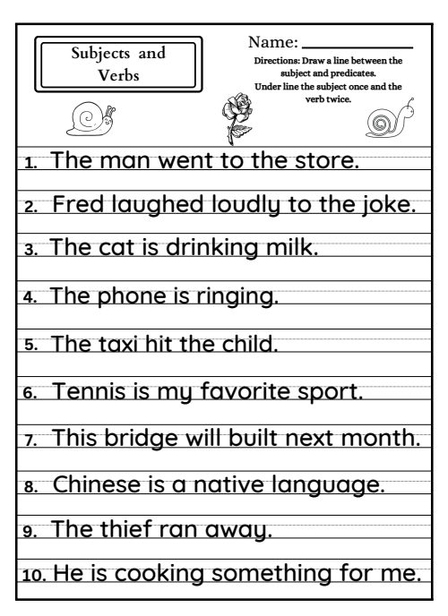 Verbs — Worksheet 2, page 6