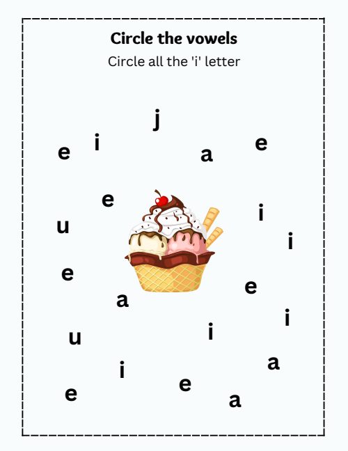 Vowels Worksheet, page 3