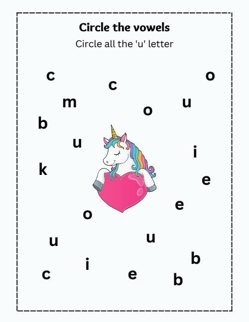 Vowels Worksheet, page 5