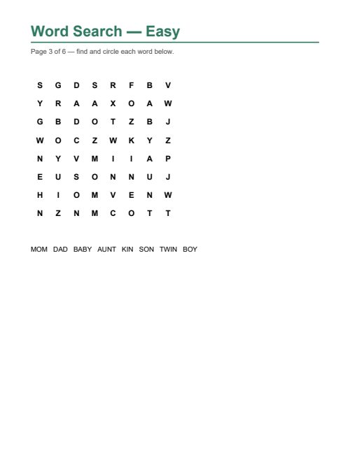 Word Search — Easy, page 3
