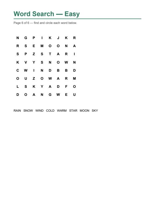 Word Search — Easy, page 6