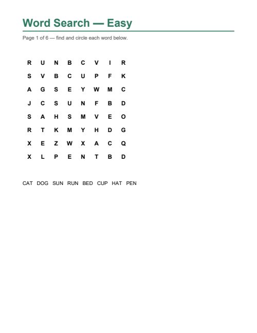 Word Search — Easy