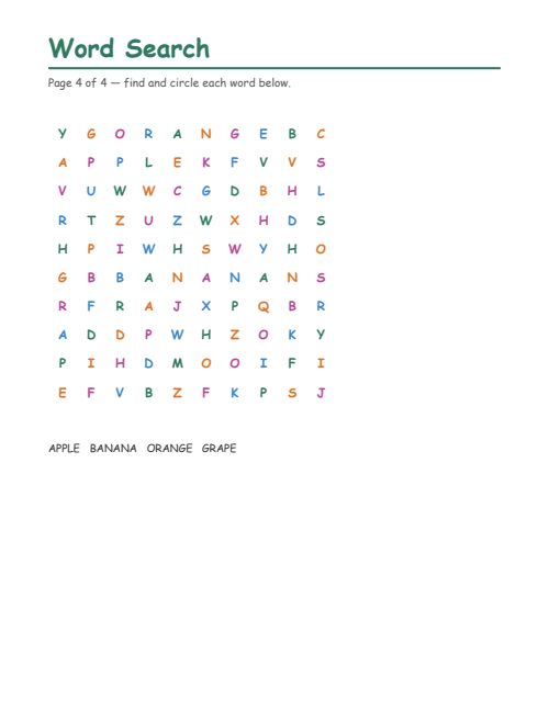 Word Search: Seasons & Themes, page 4