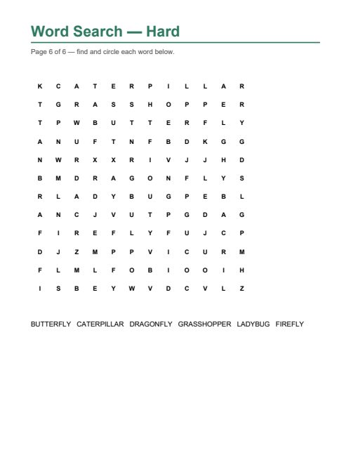 Word Search — Hard, page 6
