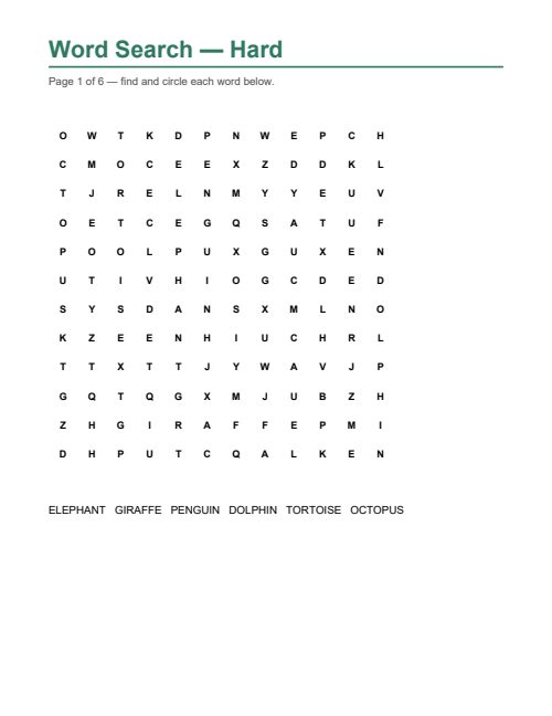 Word Search — Hard