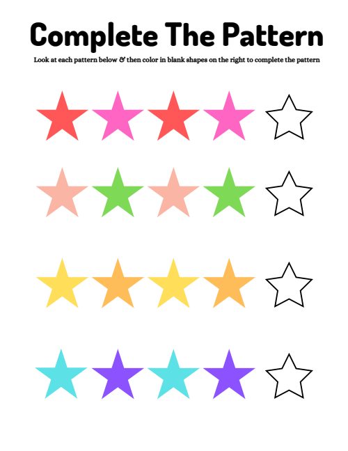 Complete the Pattern — Worksheet 1, page 4