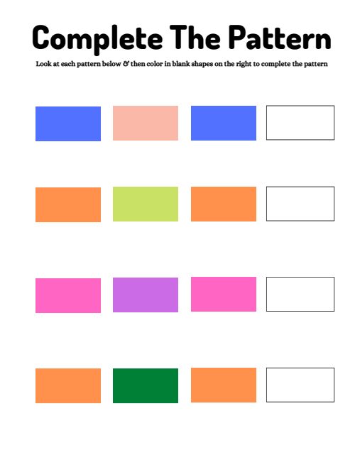 Complete the Pattern — Worksheet 1, page 6