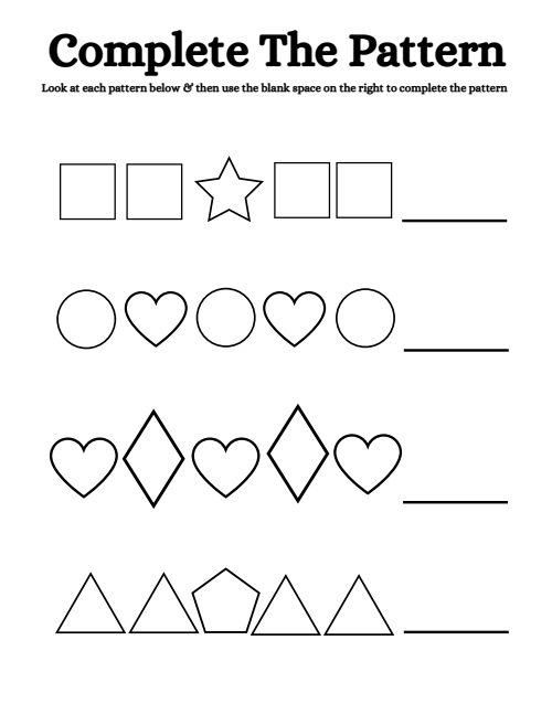 Complete the Pattern — Worksheet 2, page 3