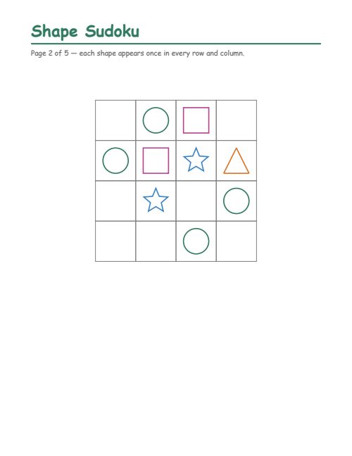 Shape Sudoku, page 2