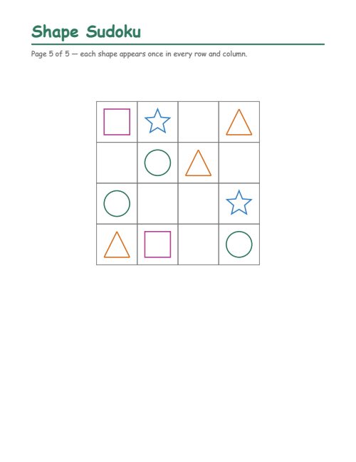 Shape Sudoku, page 5