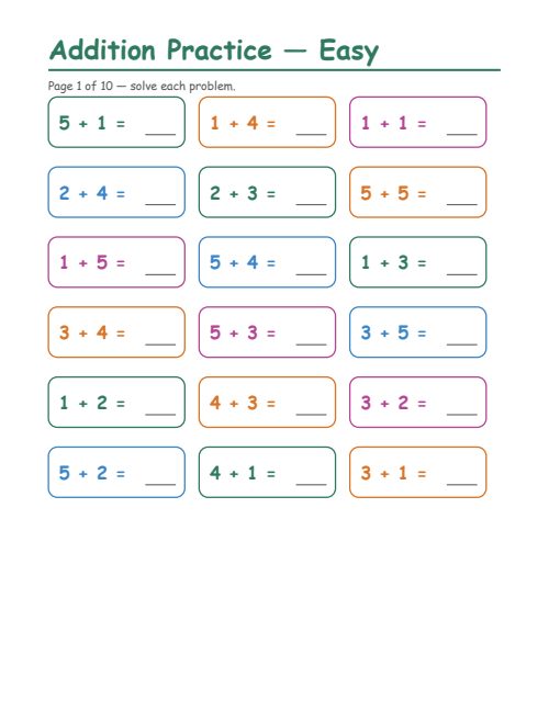 Addition — Easy