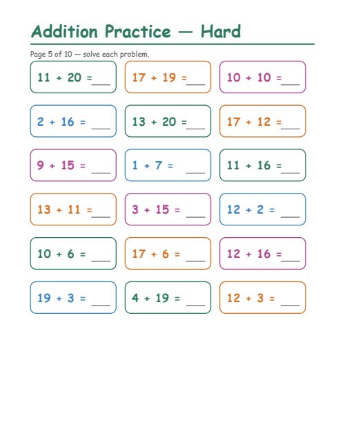 Addition — Hard, page 5