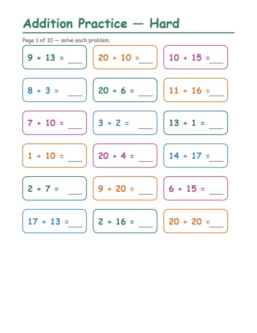 Addition — Hard